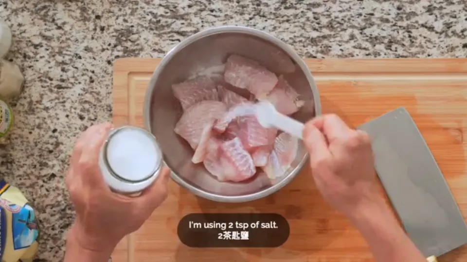 Salt fish gently to draw out excess moisture