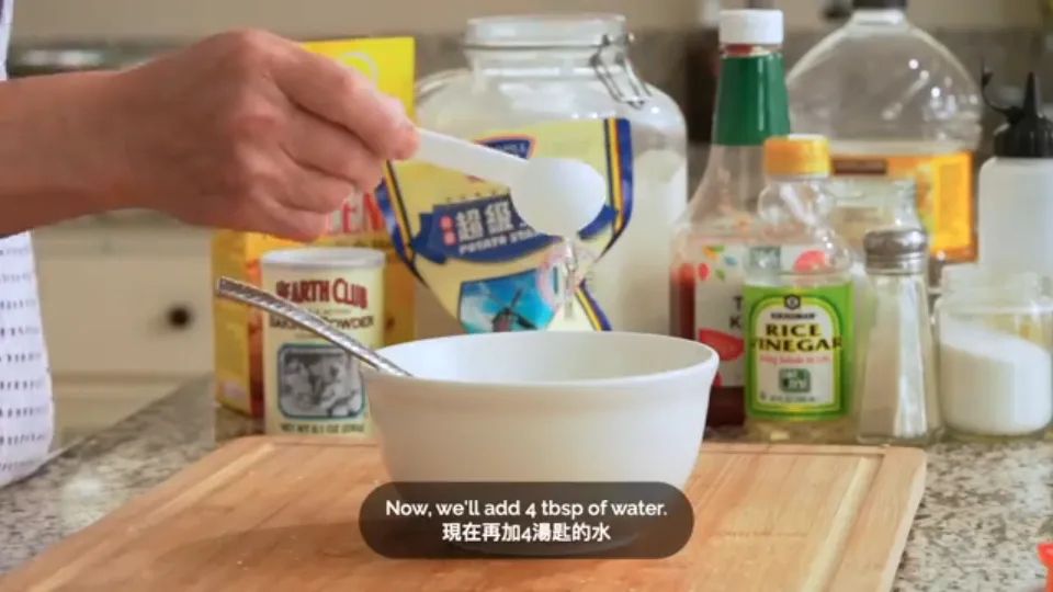 Whisk crispy batter with ice water and oil