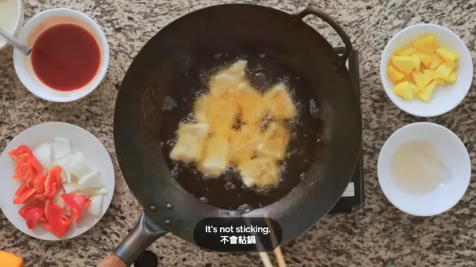 First fry: Deep fry fish on medium heat until pale golden
